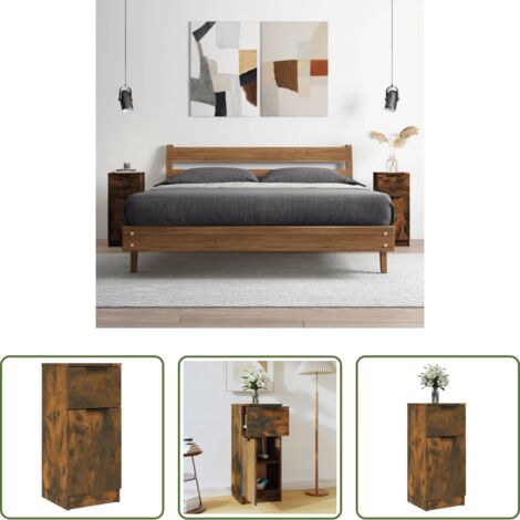 Aparador -  Aparador madera contrachapada color roble ahumado 30x30x70 cm