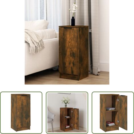 Aparador -  Aparador madera contrachapada color roble ahumado 30x30x70 cm