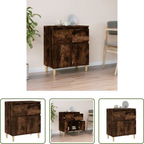 Aparador -  Aparador madera contrachapada color roble ahumado 60x35x70 cm
