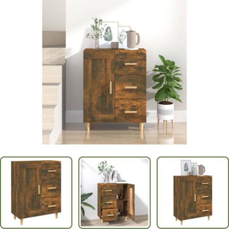 Aparador -  Aparador madera contrachapada color roble ahumado 69,5x34x90 cm