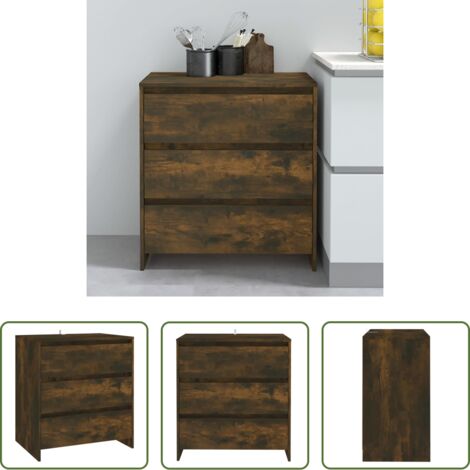Aparador -  Aparador madera contrachapada color roble ahumado 70x41x75 cm