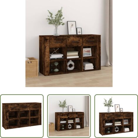 Aparador -  Aparador madera contrachapada roble ahumado 100x30x59,5 cm