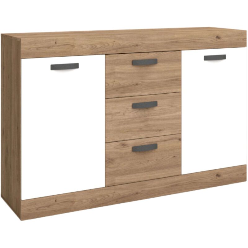 

Aparador Argos 2 Color Blanco y Naturale 2 Puertas 3 Cajones Salón Comedor Auxiliar Moderno 140x91x40 cm…