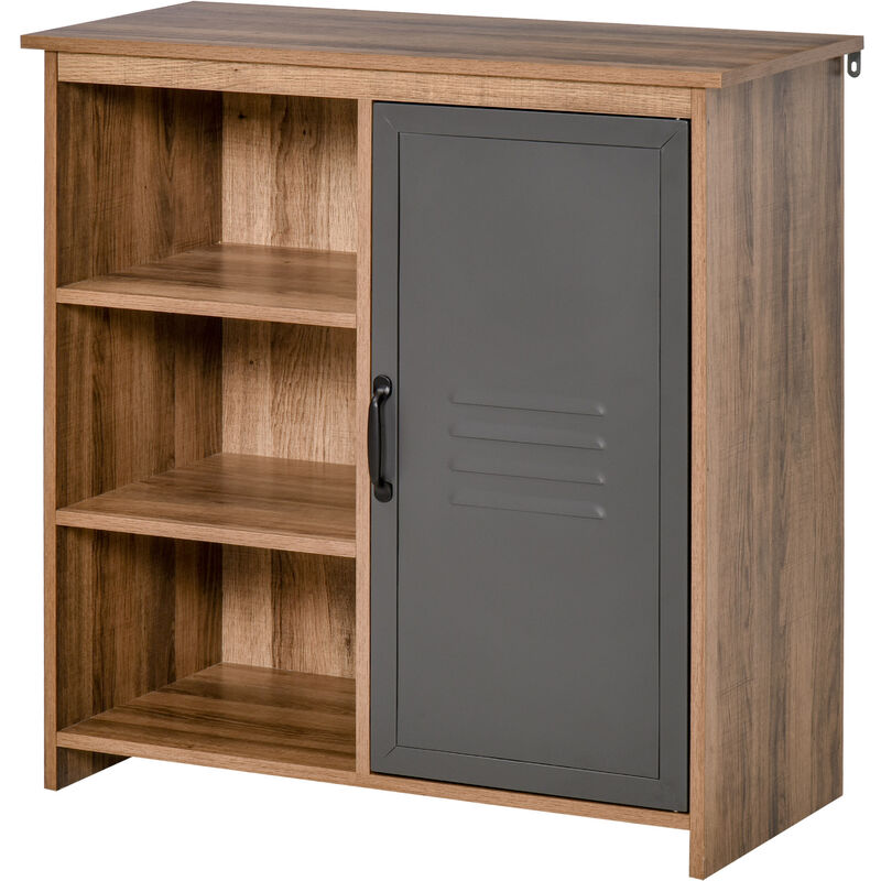 

Aparador Auxiliar con Puerta de Metal 3 Estantes y Balda Ajustable Mueble de Almacenaje Multiusos para Salón Comedor Cocina 80x35x82 cm Madera