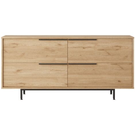 MOBILI REBECCA Aparador bajo Rebecca Mobili Badam 74,5x160x44,5 Tablero de partículas Hierro Roble Claro Gris Oscuro Moderno