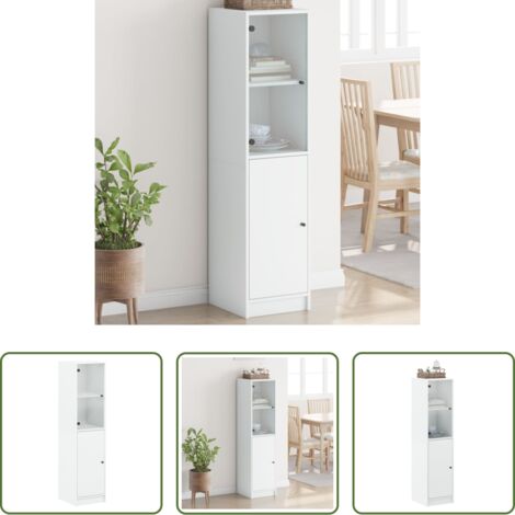 Aparador blanco -  Aparador con puerta de vidrio blanco 35x37x142 cm