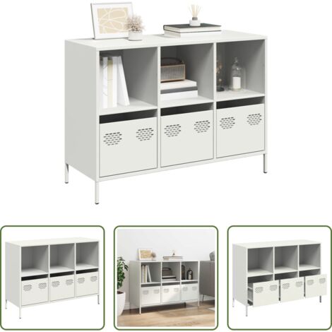 Aparador blanco -  Aparador de acero laminado en frío blanco 101,5x39x73,5 cm