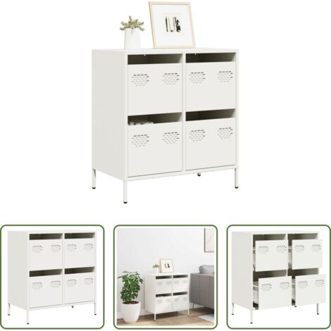Aparador blanco -  Aparador de acero laminado en frío blanco 68x39x73,5 cm