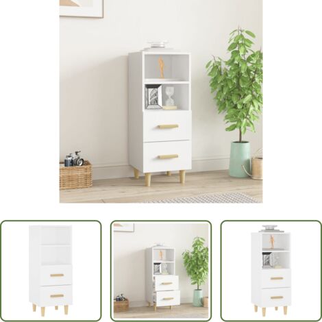 Aparador blanco -  Aparador de madera contrachapada blanco 34,5x34x90 cm