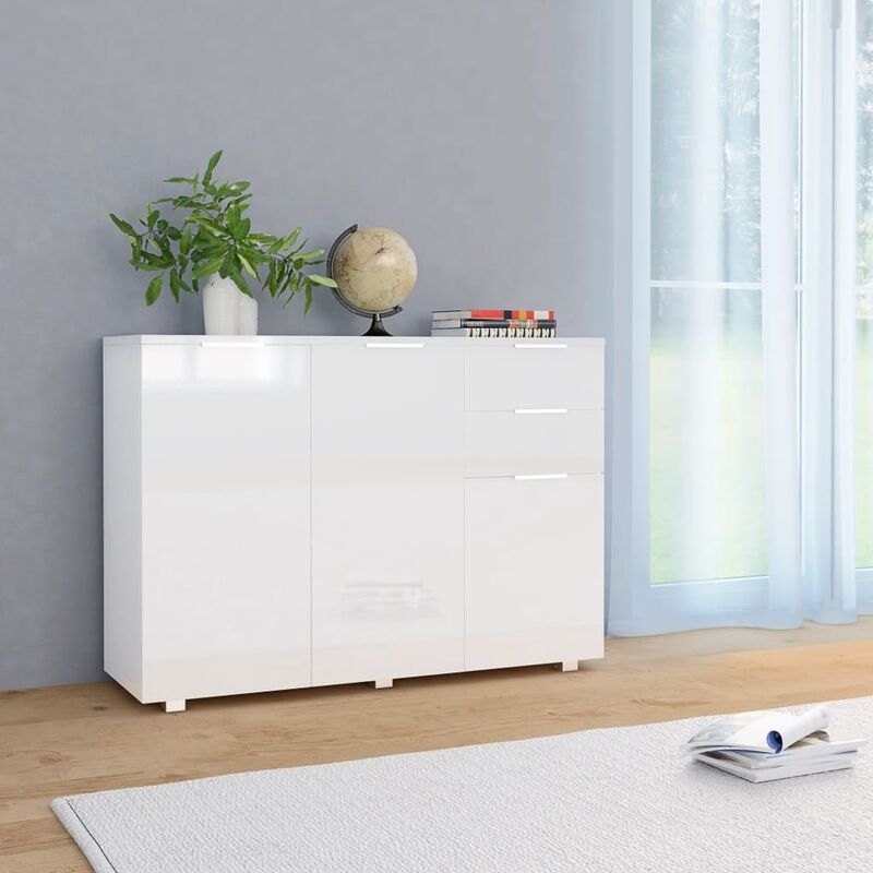

Aparador blanco brillante 107x35x76 cm