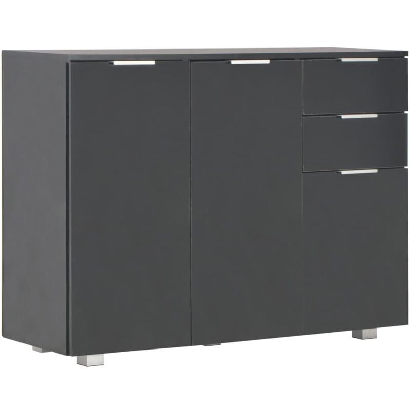 

vidaXL Aparador 107x35x76 cm Negro Brillante - Negro