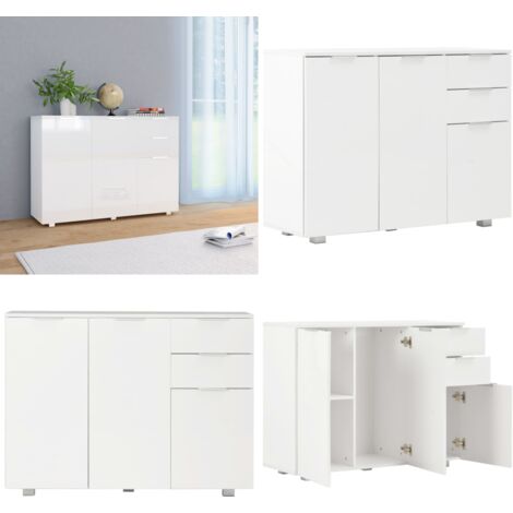 Aparador blanco brillante 107x35x80,5 cm - Muebles decorativos - Almacenamiento en casa