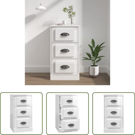 Aparador blanco brillante -  Aparador madera contrachapada blanco brillante 36x35,5x67,5 cm