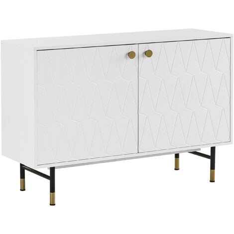 Aparador blanco negro blanco 120 x 40 cm MDF 2 puertas sala de estar Adante