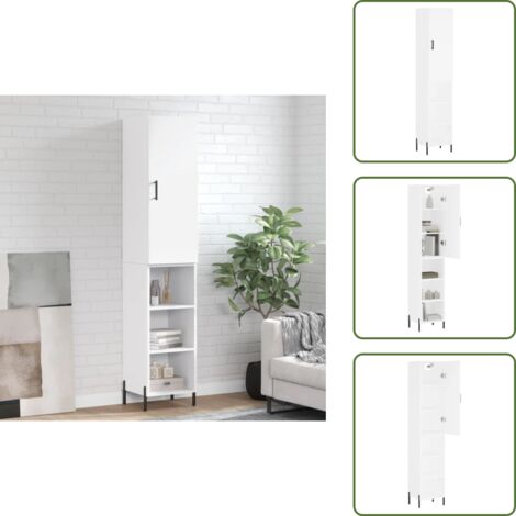 Aparador blanco - vidaXL Aparador alto madera contrachapada blanco 34,5x34x180 cm - Muebles de madera