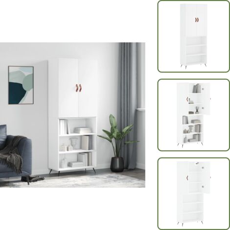 Aparador blanco - vidaXL Aparador alto madera contrachapada blanco 69,5x34x180 cm - Madera contrachapada