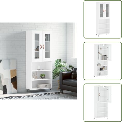 Aparador blanco - vidaXL Aparador alto madera contrachapada blanco 69,5x34x180 cm - Mueble de almacenamiento con puerta