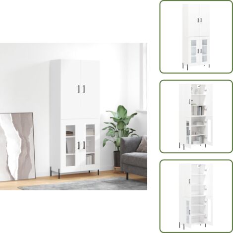Aparador blanco - vidaXL Aparador alto madera contrachapada blanco 69,5x34x180 cm - Mueble de madera