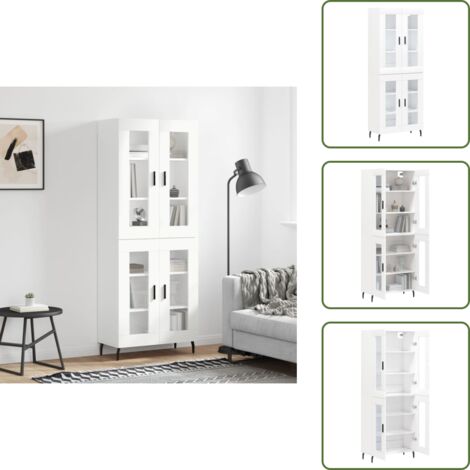 Aparador blanco - vidaXL Aparador alto madera contrachapada blanco 69,5x34x180 cm - Mueble de pared