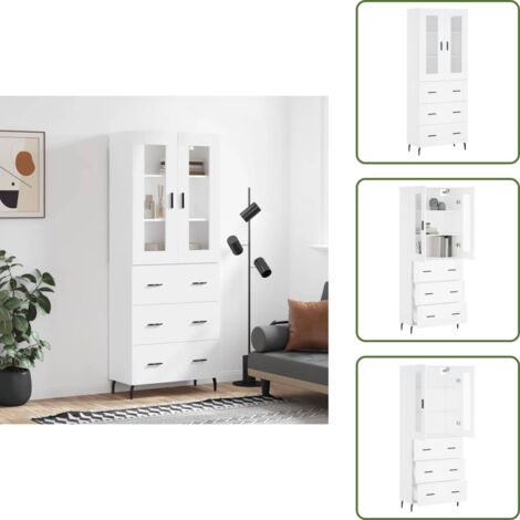 Aparador blanco - vidaXL Aparador alto madera contrachapada blanco 69,5x34x180 cm - Mueble de pared