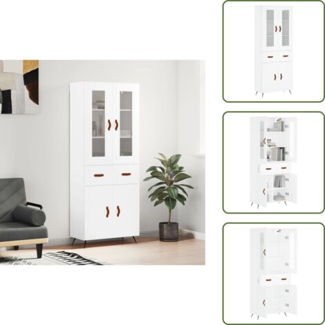 Aparador blanco - vidaXL Aparador alto madera contrachapada blanco 69,5x34x180 cm - Mueble de pared