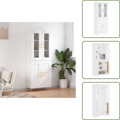 Aparador blanco - vidaXL Aparador alto madera contrachapada blanco 69,5x34x180 cm - Mueble de pared