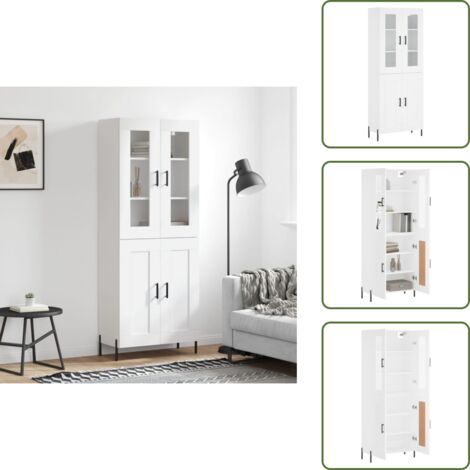 Aparador blanco - vidaXL Aparador alto madera contrachapada blanco 69,5x34x180 cm - Mueble de pared