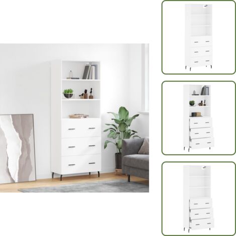 Aparador blanco - vidaXL Aparador alto madera contrachapada blanco 69,5x34x180 cm - Mueble decorativo