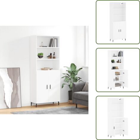 Aparador blanco - vidaXL Aparador alto madera contrachapada blanco 69,5x34x180 cm - Mueble decorativo
