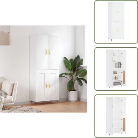 Aparador blanco - vidaXL Aparador alto madera contrachapada blanco 69,5x34x180 cm - Mueble decorativo
