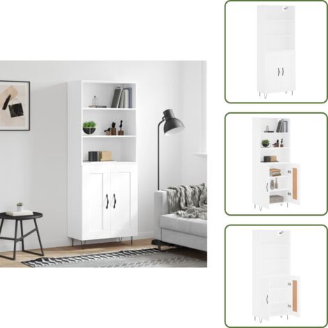 Aparador blanco - vidaXL Aparador alto madera contrachapada blanco 69,5x34x180 cm - Mueble decorativo