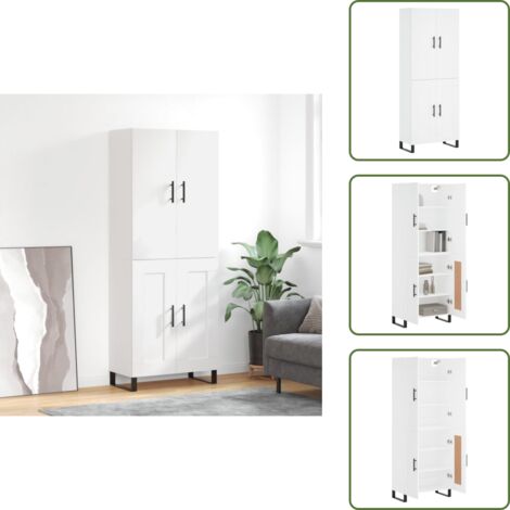 Aparador blanco - vidaXL Aparador alto madera contrachapada blanco 69,5x34x180 cm - Mueble decorativo