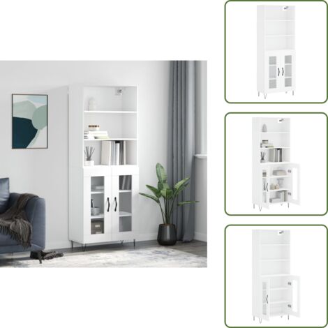 Aparador blanco - vidaXL Aparador alto madera contrachapada blanco 69,5x34x180 cm - Mueble decorativo