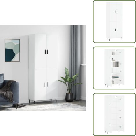 Aparador blanco - vidaXL Aparador alto madera contrachapada blanco 69,5x34x180 cm - Mueble decorativo