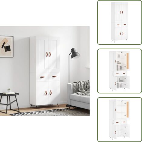 Aparador blanco - vidaXL Aparador alto madera contrachapada blanco 69,5x34x180 cm - Muebles de madera