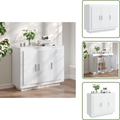 Aparador blanco - vidaXL Aparador de madera contrachapada blanco 92x35x75 cm - Estantes