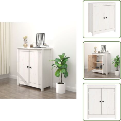 Aparador blanco - vidaXL Aparador de madera maciza de pino blanco 70x35x80 cm -