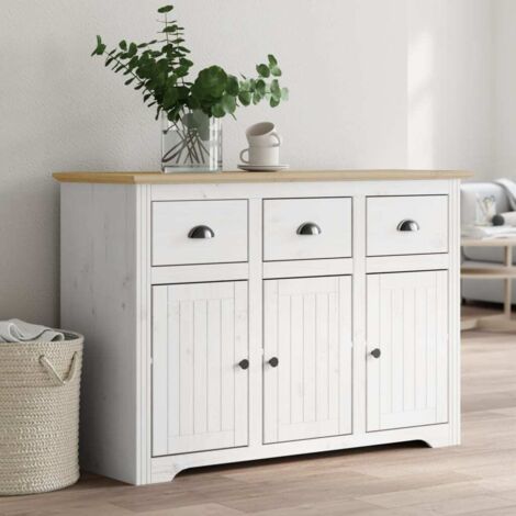 Aparador BODO madera maciza pino blanco y marrón 115,5x44x80 cm vidaXL