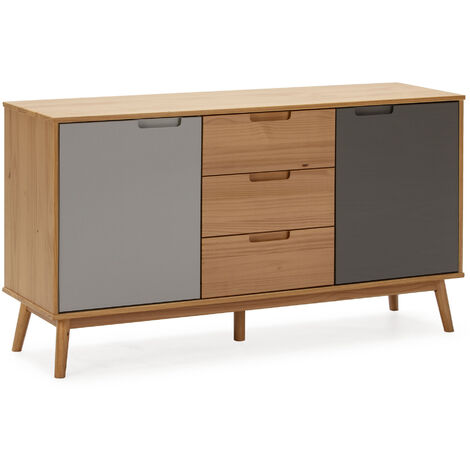 Aparador Bruce 3 cajones y 2 Puertas, Madera Maciza, 140 cm (Ancho) 40 cm (Profundo) 77 cm (Altura)