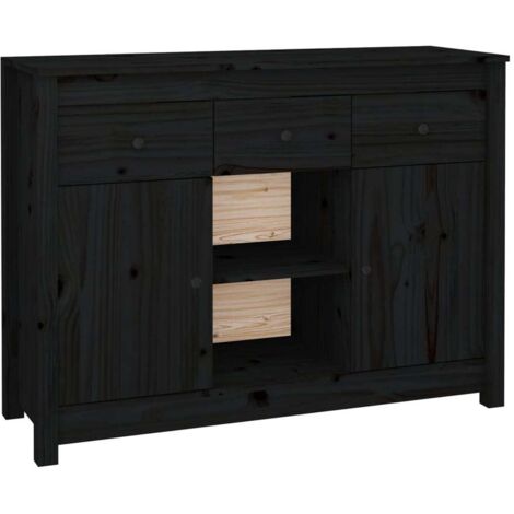 Aparador buffet cómoda armario mueble organizador cocina salón salón 100 x 35 x 74,5 cm madera maciza de pino negro 020035794