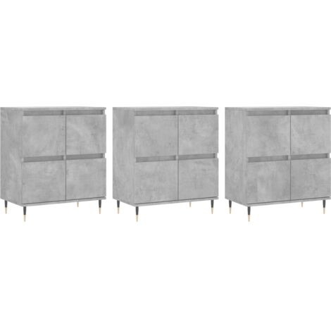 Aparador buffet cómoda armario mueble organizador cocina salón salón 3 piezas madera contrachapada gris 020037136