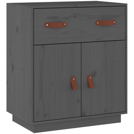 Aparador buffet cómoda armario mueble organizador cocina salón salón 65,5 x 40 x 75 cm madera maciza de pino gris 020031799