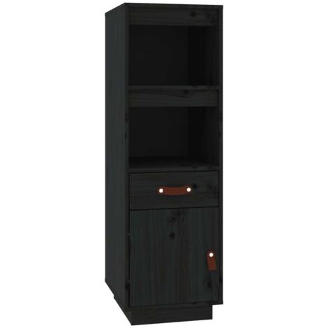 Aparador buffet cómoda armario mueble organizador cocina salón salón alto 34 x 40 x 108,5 cm madera maciza de pino negro 020034910