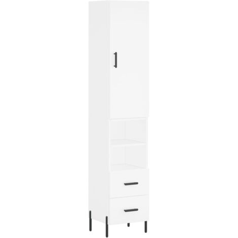 Aparador buffet cómoda armario mueble organizador cocina salón salón alto 34,5 x 34 x 180 cm madera contrachapada blanco 020032369