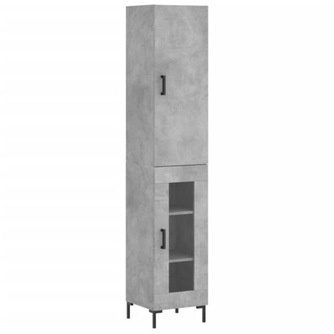 Aparador buffet cómoda armario mueble organizador cocina salón salón alto 34,5 x 34 x 180 cm madera contrachapada gris 020034275
