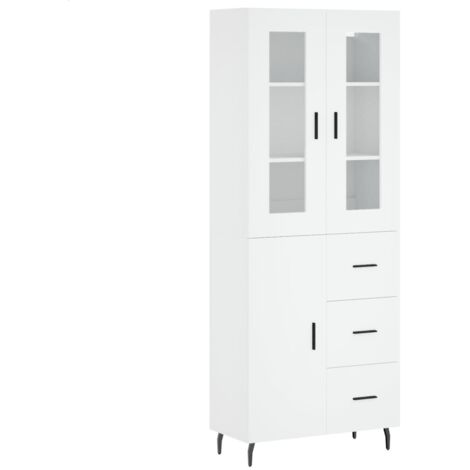 Aparador buffet cómoda armario mueble organizador cocina salón salón alto 69,5 x 34 x 180 cm madera contrachapada blanco 020032570