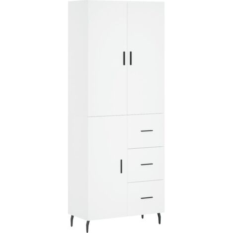Aparador buffet cómoda armario mueble organizador cocina salón salón alto 69,5 x 34 x 180 cm madera contrachapada blanco 020032588