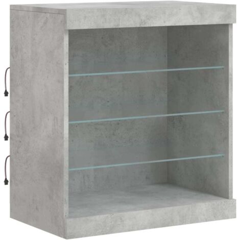 Aparador buffet cómoda armario mueble organizador cocina salón salón con luces LED 60,5 x 37 x 67 cm gris 020030003
