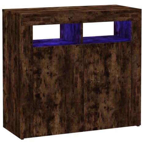 Aparador buffet cómoda armario mueble organizador cocina salón salón con luces LED 80 x 35 x 75 cm marrón 020029892