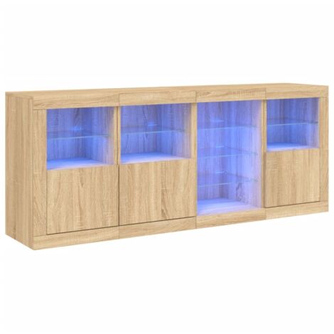 Aparador buffet cómoda armario mueble organizador cocina salón salón con luces LED sonoma 164 x 37 x 67 cm marrón 020029946